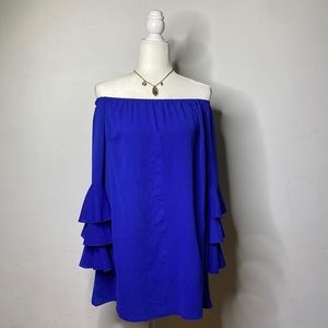 Blue off the shoulder dress